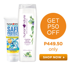 GET P50 OFF when you buy SafeProtect SPF30 Sunscreen 50g with Cooling Body Cleanser