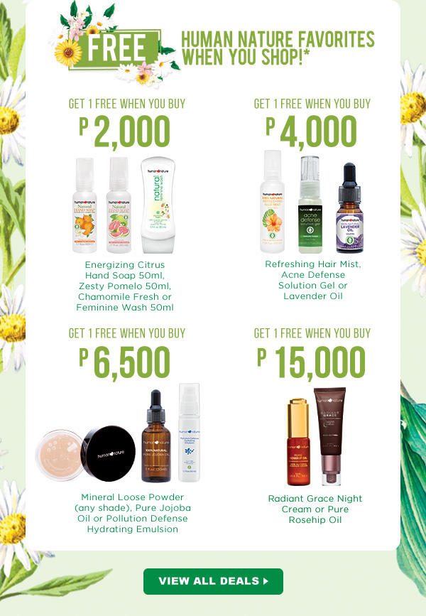 FREE HUMAN NATURE FAVORITES WHEN YOU SHOP!!