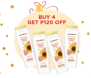 GET P120 OFF when you buy 4 Sunflower Beauty Lotion